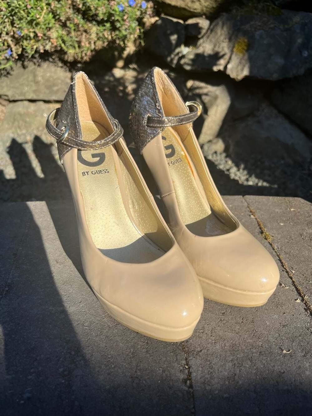 G by Guess GGWADE Nude Patent Mary Jane Platform Heels Size 6M